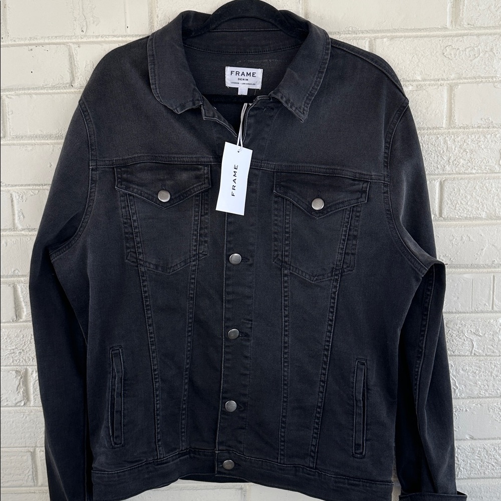 NWT Frame Heritage Denim Trucker Jacket Size XL Faded Black